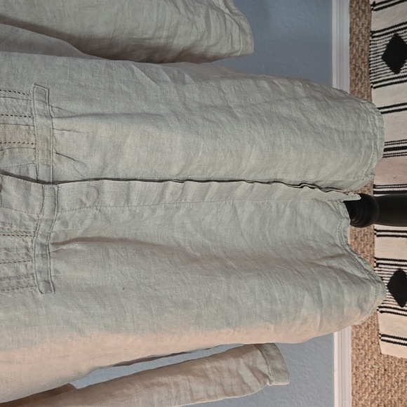 LL BEAN Linen Long Sleeve Button Down Top Blouse Cream Sz Large Preppy - Picture 4 of 13